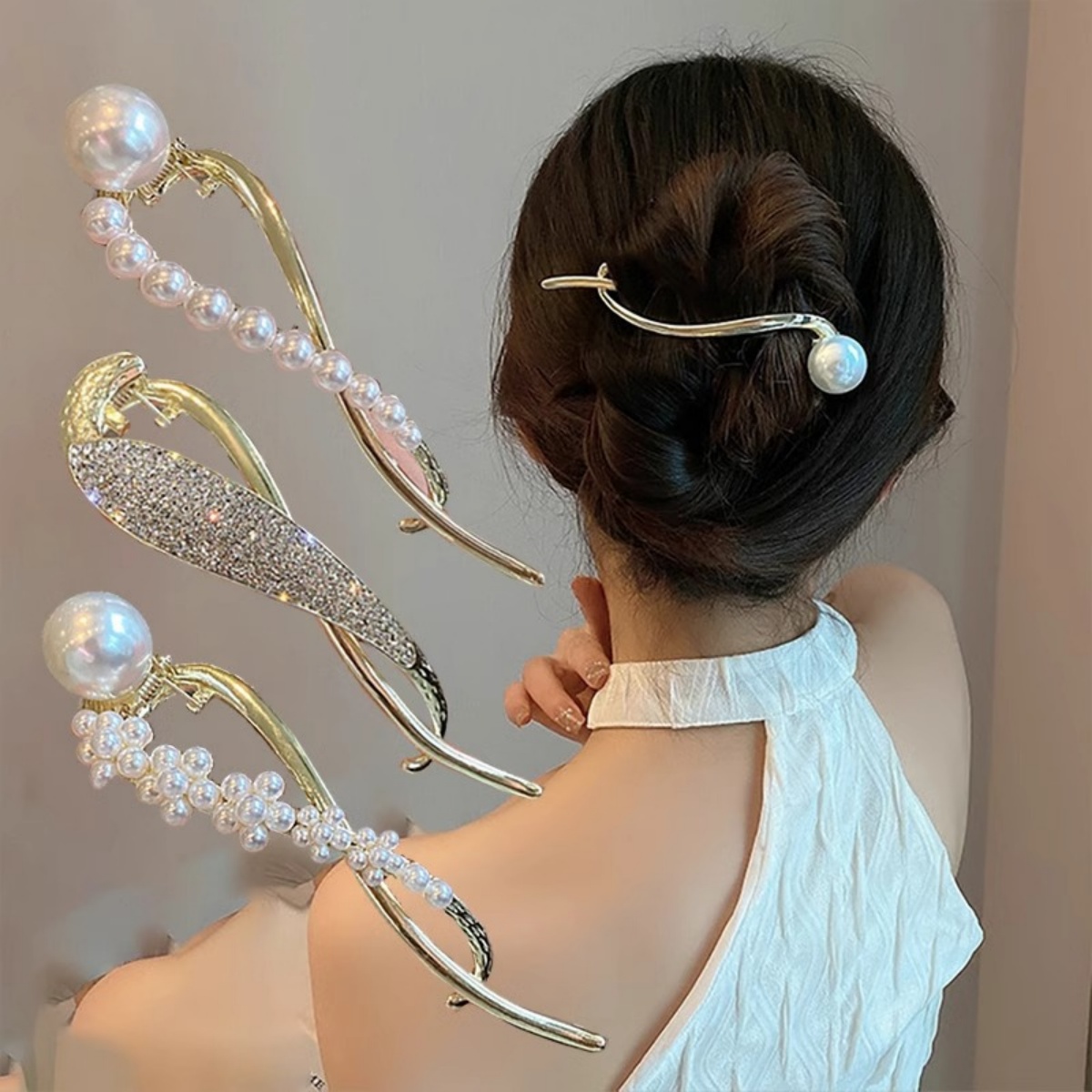 Elegant Glitter Pearl Hair Cli - Korean Women Lifestyle recension och pris