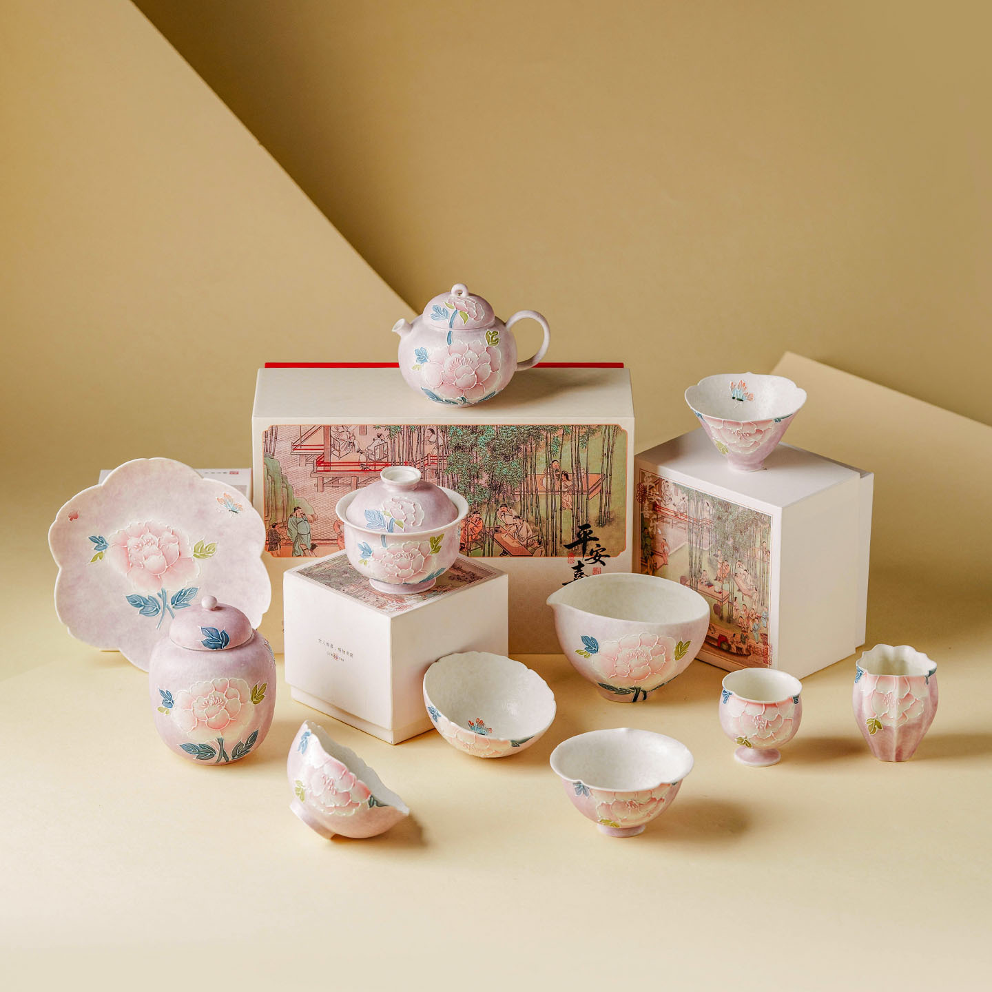 HandPainted Vintage Peony Butt - Korean Tea Set recension och pris